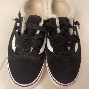 Black vans slip ons with Sherpa interior
